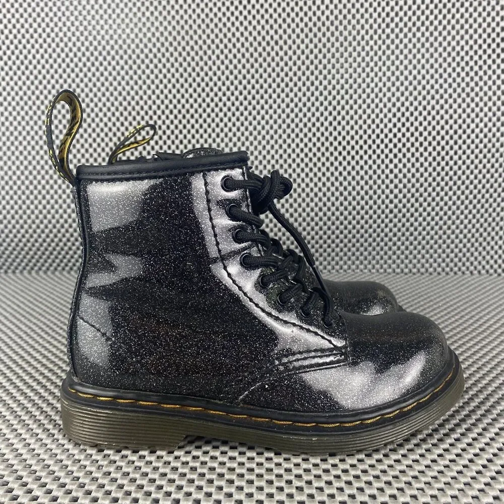 Dr Martens 1460 Nebula Glitter Boots Kids Toddler Size 10 Black Zipper Casual